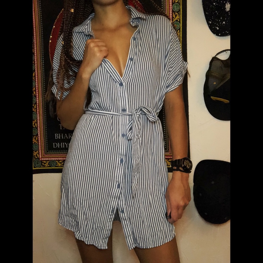 NWOT S FOREVER 21 Button Up, Pinstripe Shirt Dress